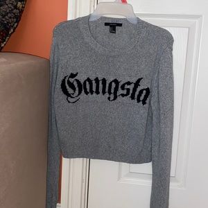 Grey “Gangsta” Forever 21 Sweater Size Small